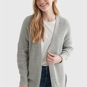 Lucky Brand Sea Foam Green Textured Oversized Open-Front Cardigan